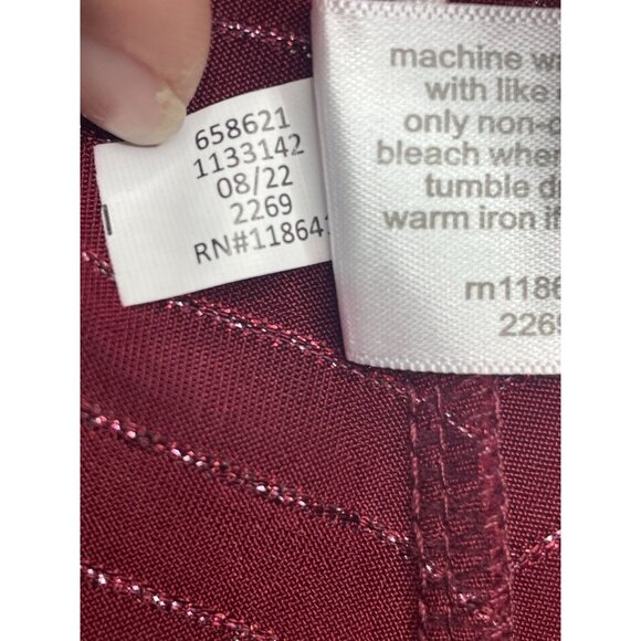 Lane Bryant Metallic Stripe Blouse size 18/20 Maroon - Picture 4 of 7